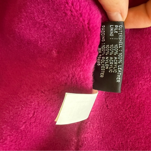 Wilsons Leather Magenta Faux Fur Trim Leather Jacket - Picture 6 of 11